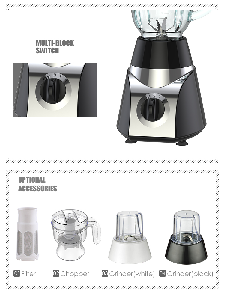 Liquidificador comercial de alto desempenho 1.5L 400W Liquidificador industrial de smoothie