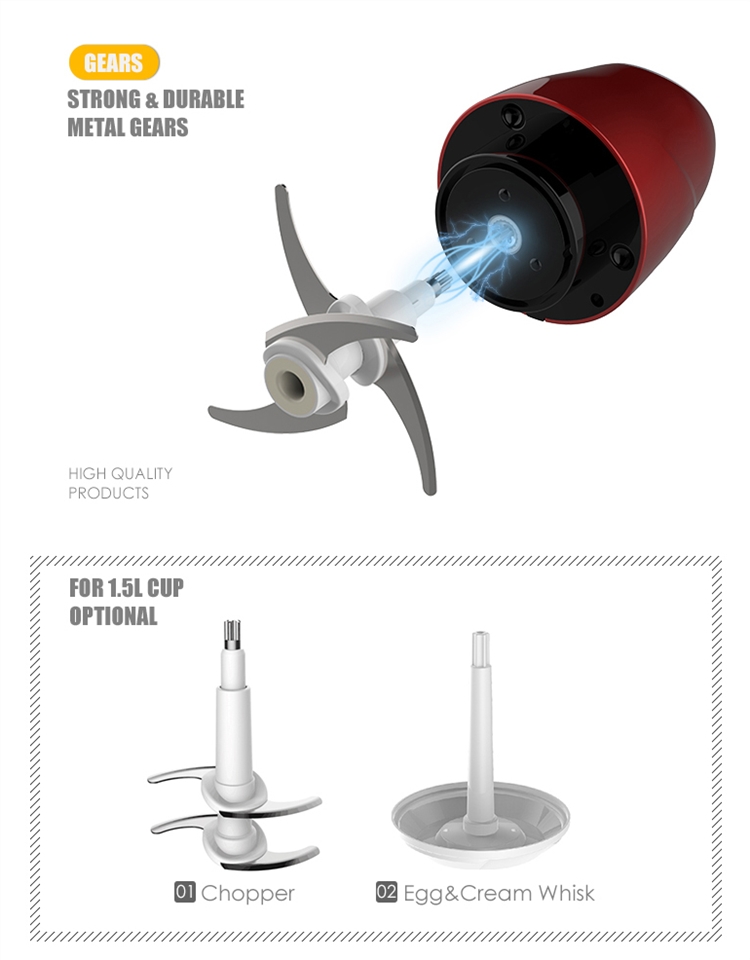 500w 350ml Chopper Cup Multifuncional Elétrica Food Chopper