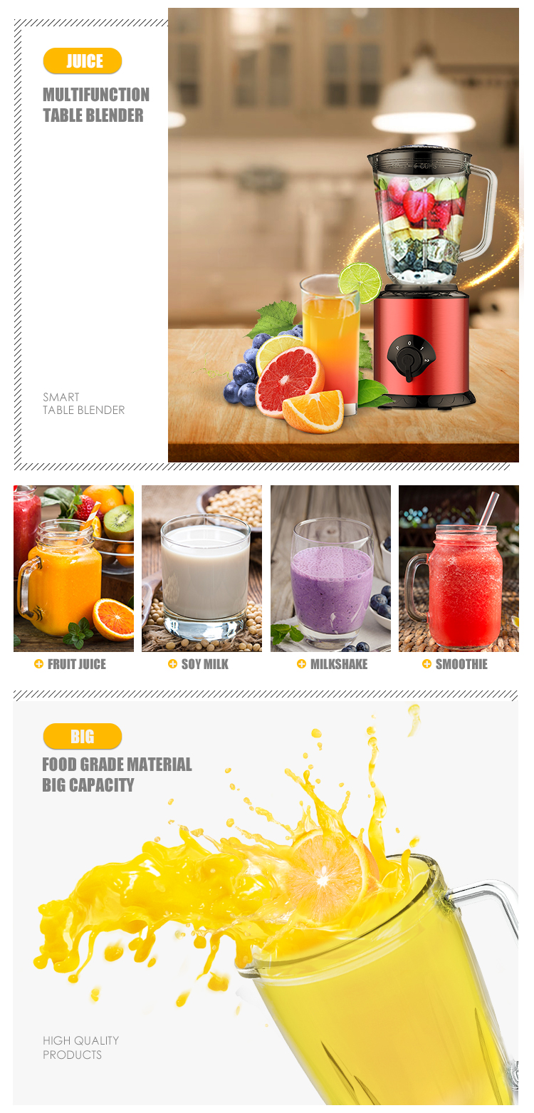 Super 2 velocidades Pulse Kitchen Food Juicer Liquidificador misturador de aço inoxidável