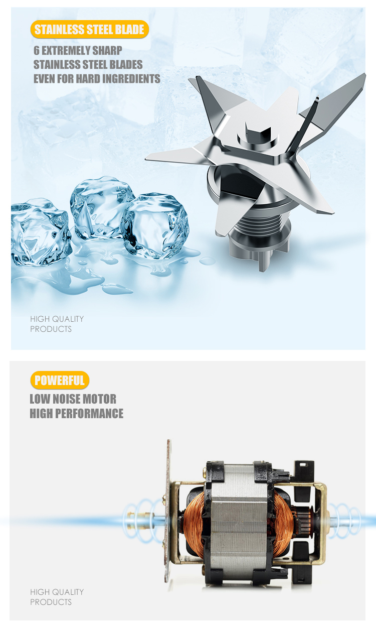 Mélangeur électrique Commercial, mélangeur multifonctionnel pour glace pilée, smoothie, puissant, robuste, vitesses continues de 1000W