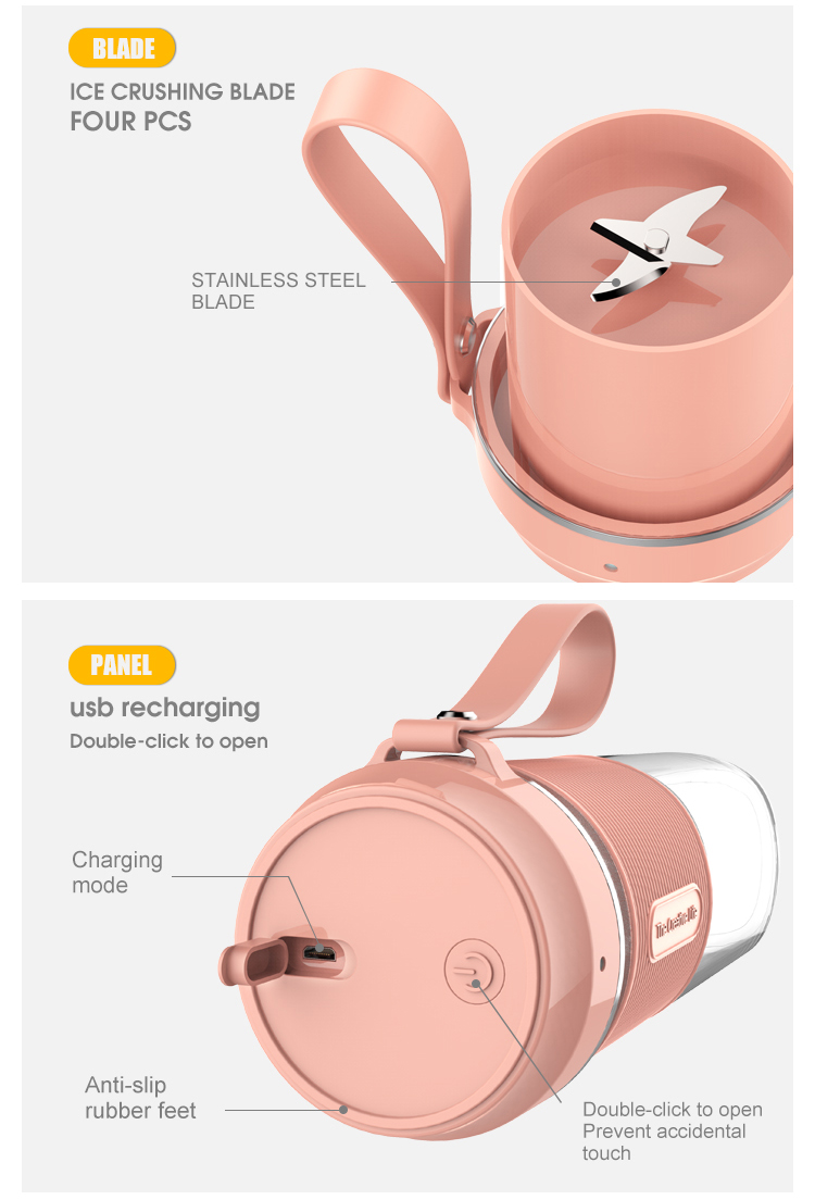 Mini mélangeur de jus USB rechargeable haute vitesse smoothie mélangeur portable presse-agrumes mélangeur portable